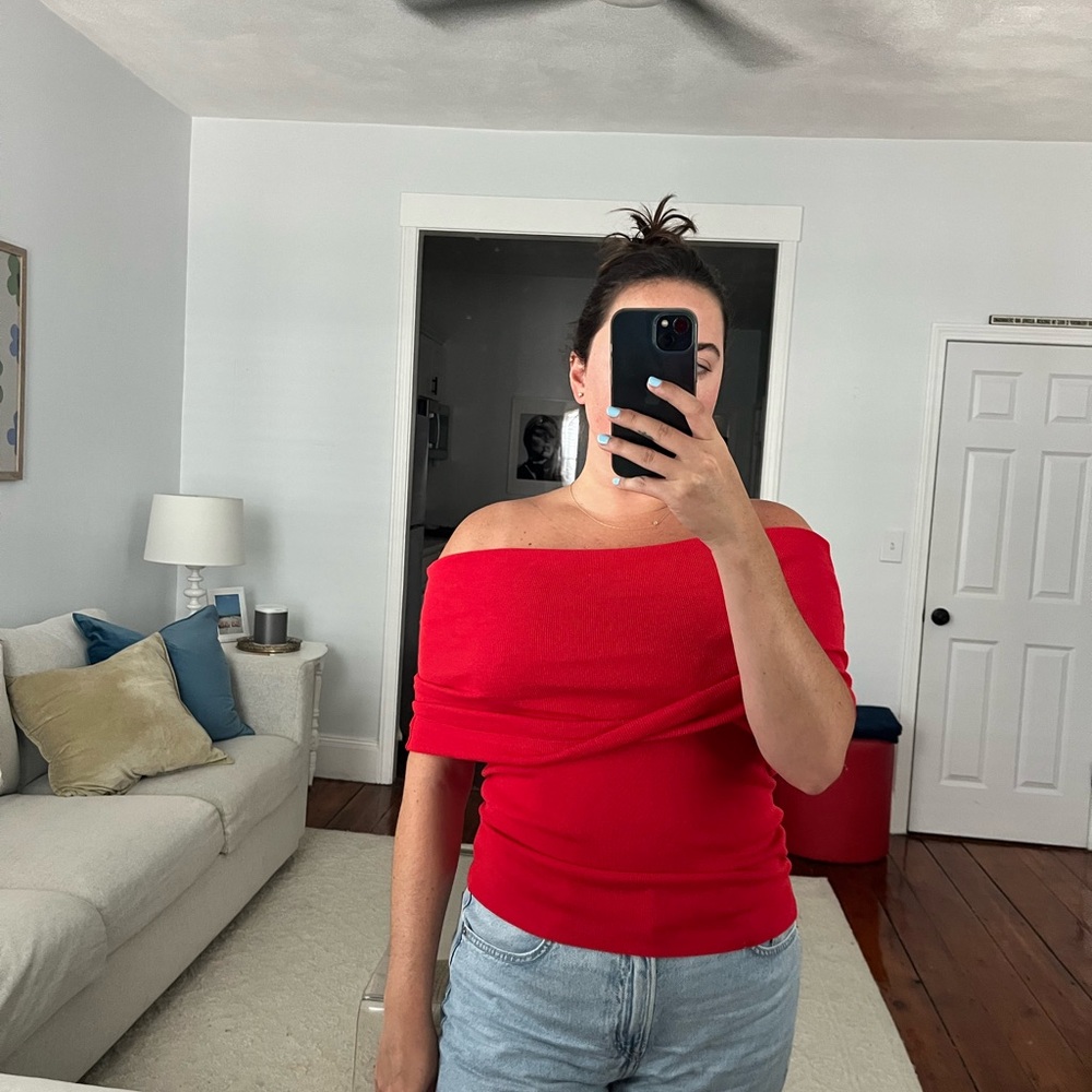 Zara Red Off-Shoulder Top